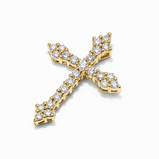 14k Gold Natural Diamond Cross Pendant Necklace (0.25 tcw)