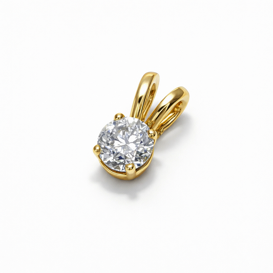 14k Gold Natural Diamond Solitaire Pendant (0.30tcw) Necklace