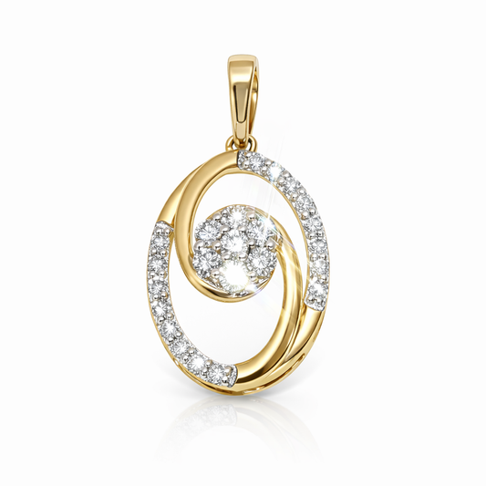 14k Gold Natural Diamond Swirl Pendant (0.27tcw)
