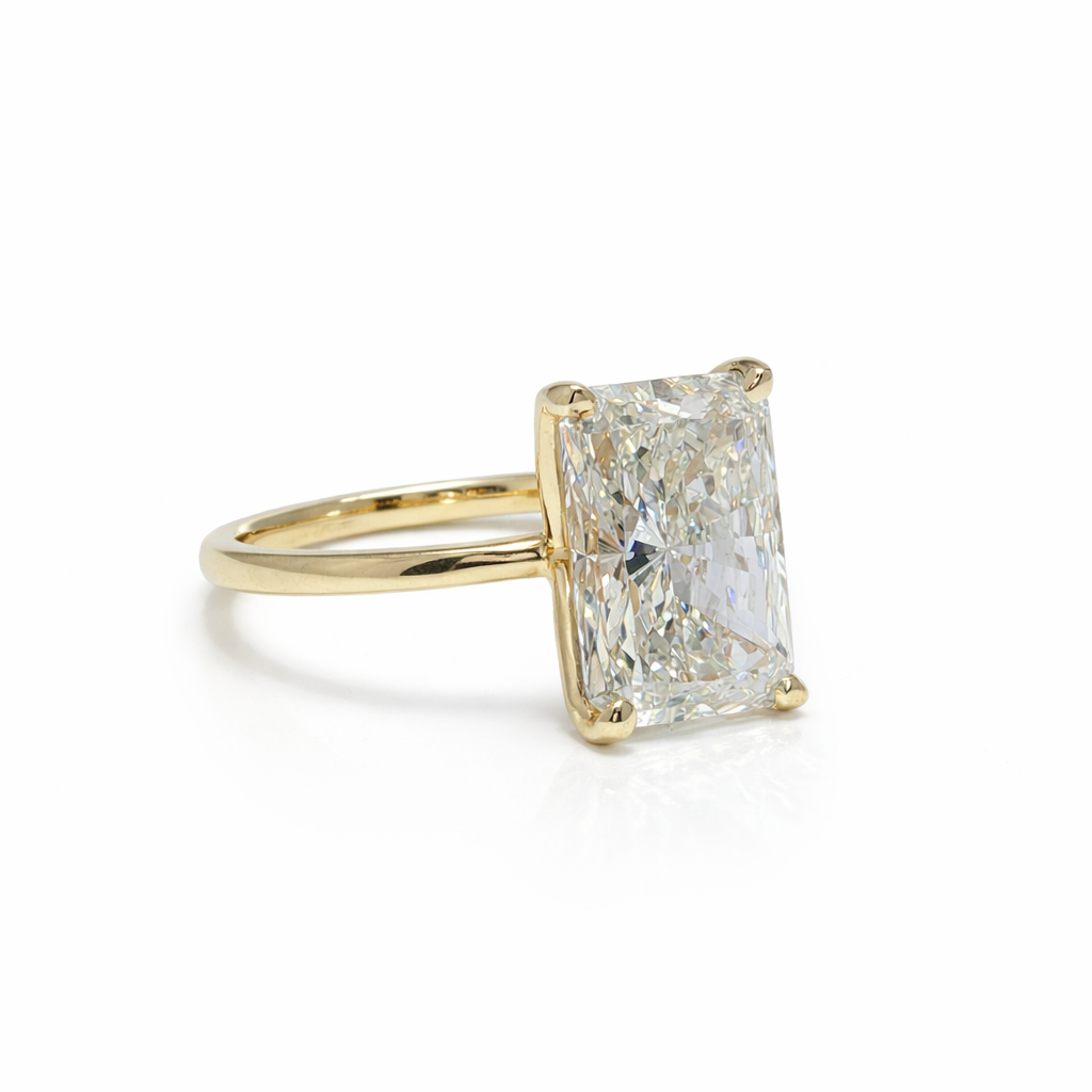 4.05 Radiant Cut Lab Diamond Engagement Ring 14k Gold