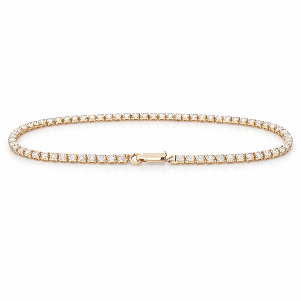 14k Gold Petite Round Lab Grown Diamond Tennis Bracelet 2.021 tcw | 7"