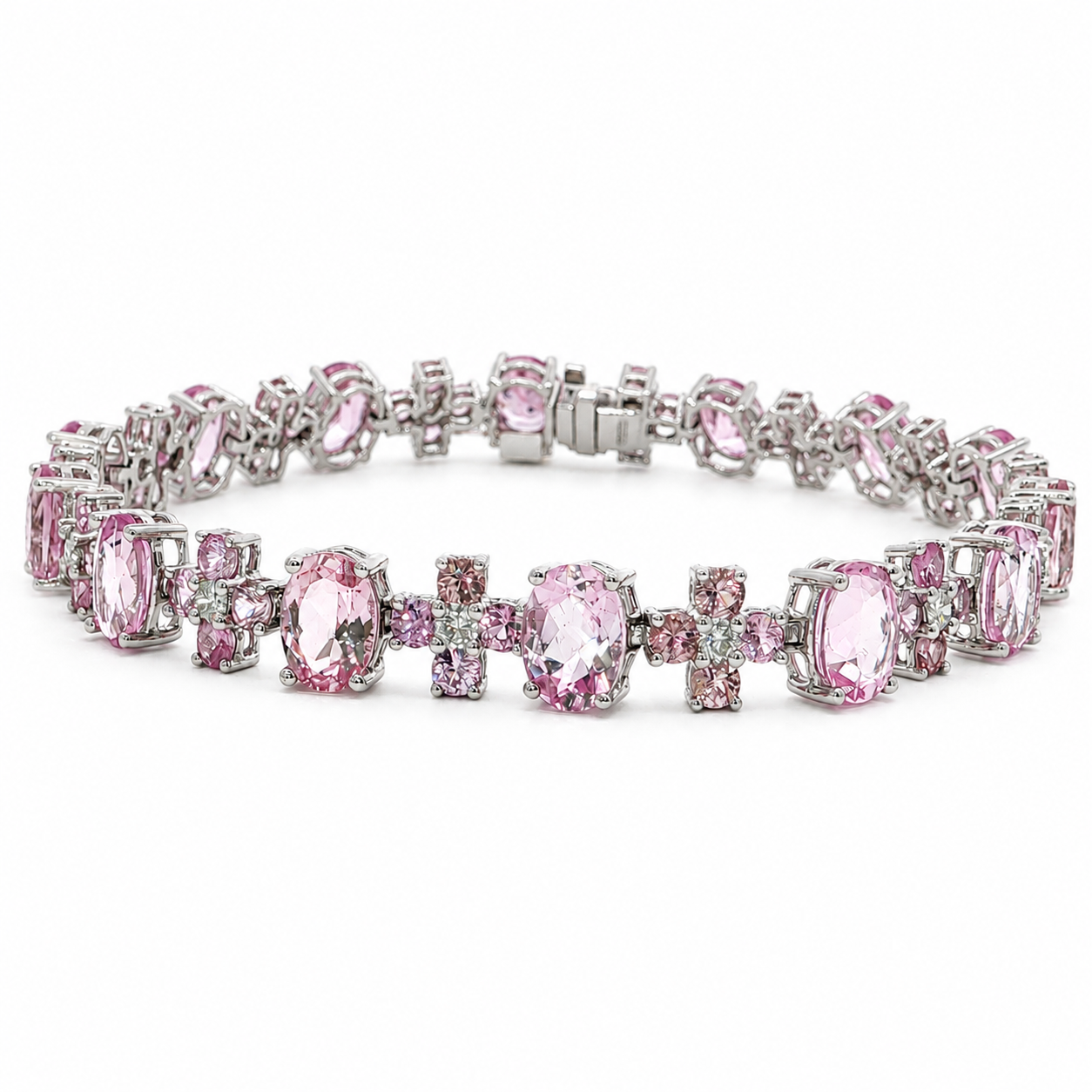 Blush Blossom Bracelet in 14K White Gold | Pink Topaz, Pink Sapphire & Natural Diamonds