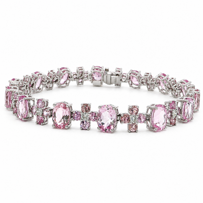 Blush Blossom Bracelet in 14K White Gold | Pink Topaz, Pink Sapphire & Natural Diamonds