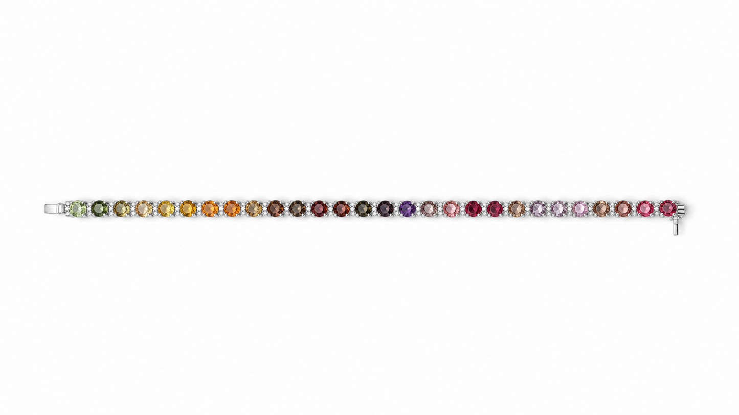 14K White gold Rainbow Tennis Bracelet