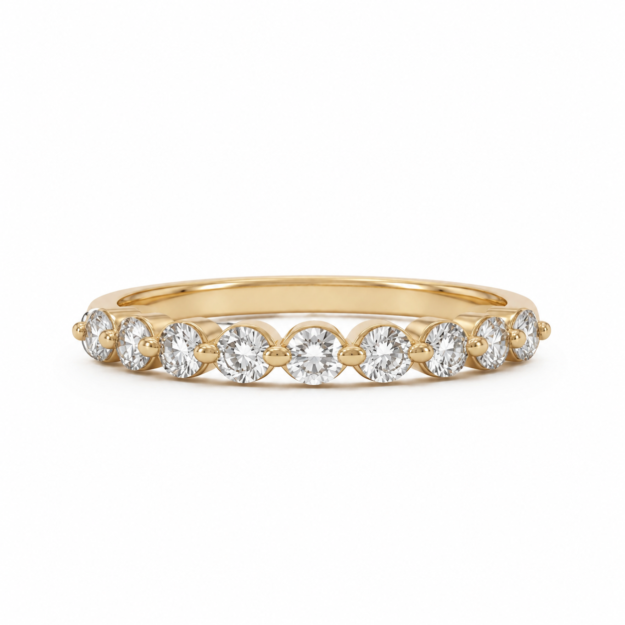 14k Gold 0.86 tcw Lab Grown Diamond Single Shared Prong Half Eternity Band