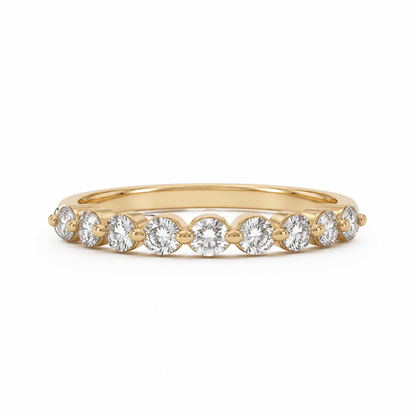 14k Gold 0.86 tcw Lab Grown Diamond Single Shared Prong Half Eternity Band