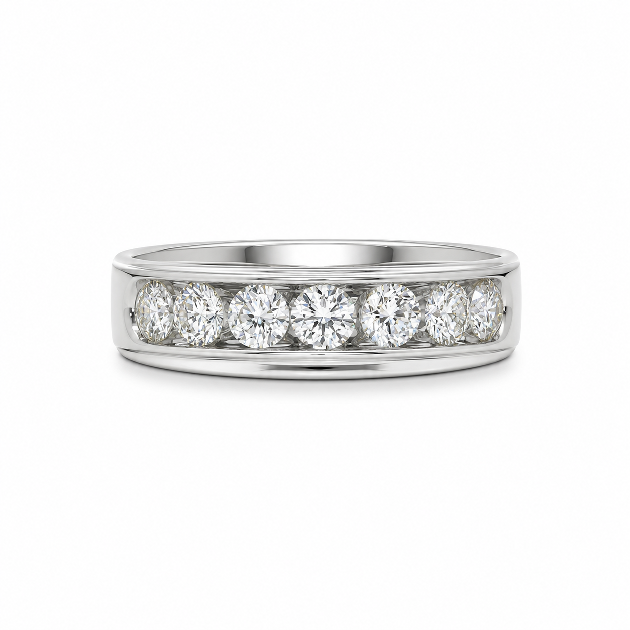 10k White Gold Natural Diamond Channel Set Band | 1.20 tcw