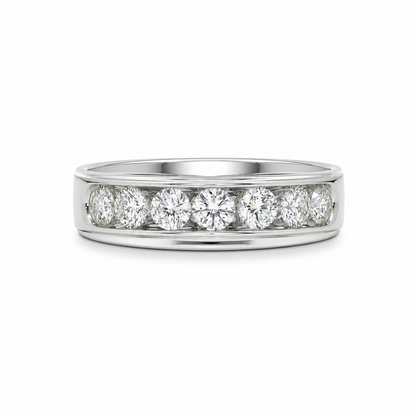 10k White Gold Natural Diamond Channel Set Band | 1.20 tcw