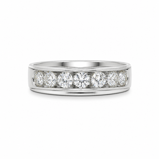 10k White Gold Natural Diamond Channel Set Band | 1.20 tcw