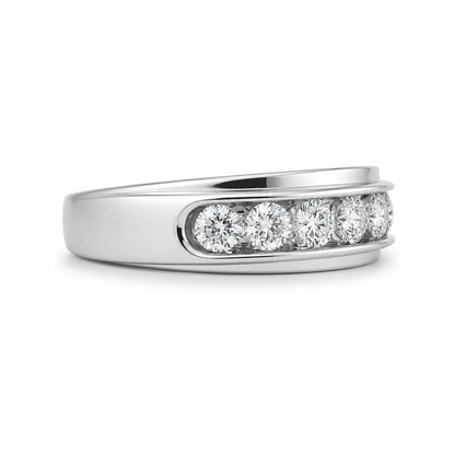 10k White Gold Natural Diamond Channel Set Band | 1.20 tcw