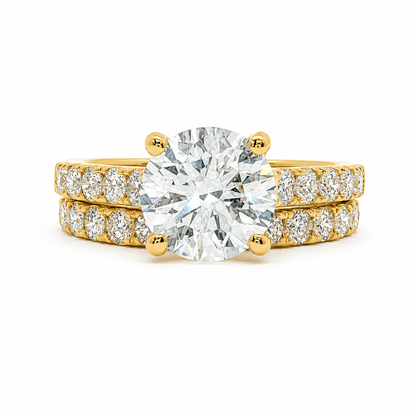 14k Yellow Gold 2.07ct Round Lab Diamond Bridal Set | E Color VS1