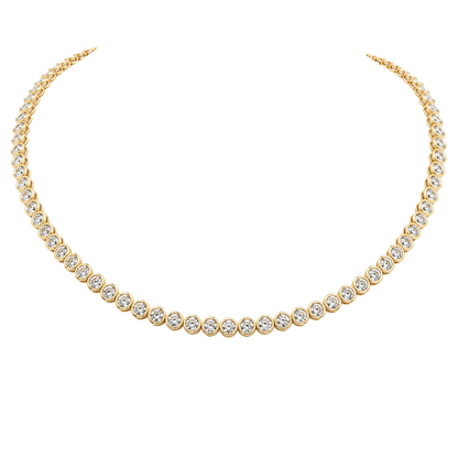 14K Gold Round Bezel Natural Diamond Necklace