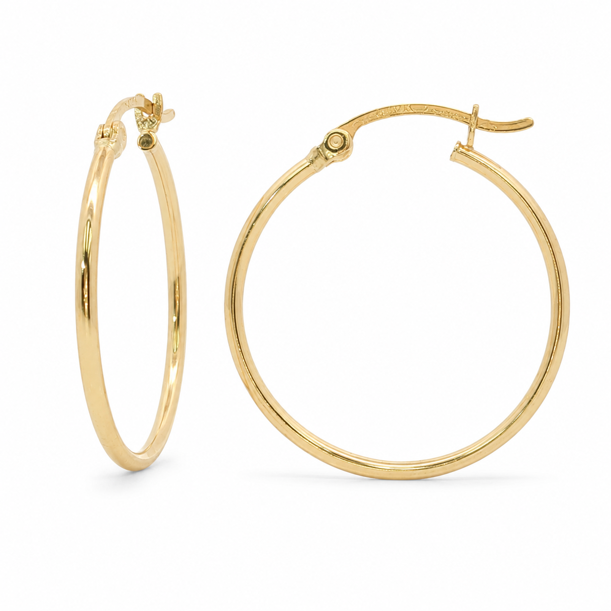 14k Gold High Polish Medium Hoop Earrings | 22mm