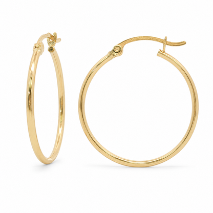 14k Gold High Polish Medium Hoop Earrings | 22mm
