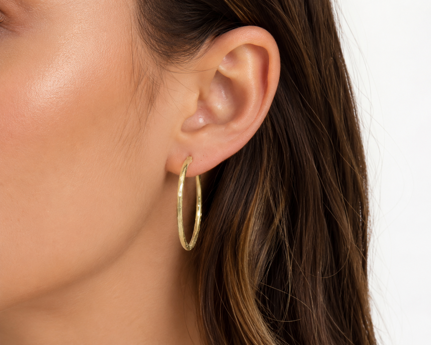 14k Gold Diamond Cut Hoop Earrings | 23mm