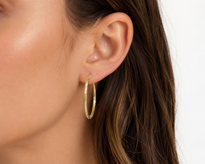 14k Gold Diamond Cut Hoop Earrings | 23mm