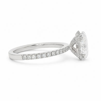 14k White Gold w/ Natural Diamond Accent & 1.18 ct. LGD Oval Center-stone (VS1/E)