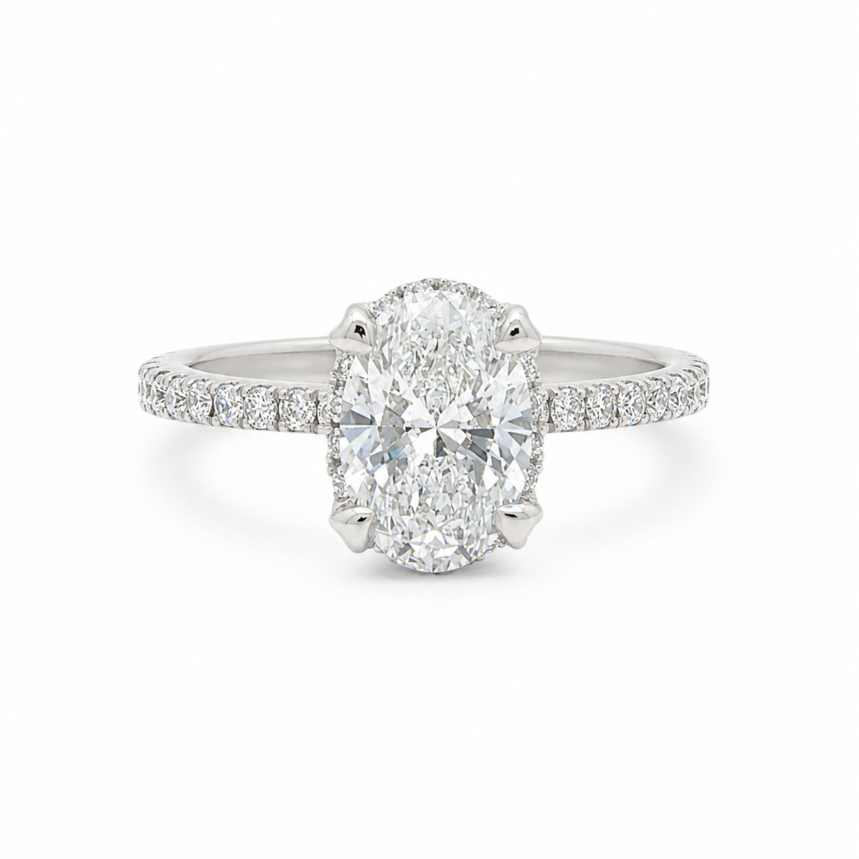 14k White Gold w/ Natural Diamond Accent & 1.18 ct. LGD Oval Center-stone (VS1/E)