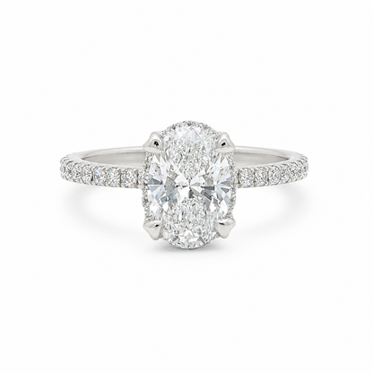 14k White Gold w/ Natural Diamond Accent & 1.18 ct. LGD Oval Center-stone (VS1/E)