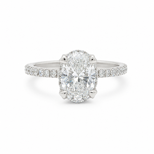 14k White Gold w/ Natural Diamond Accent & 1.18 ct. LGD Oval Center-stone (VS1/E)