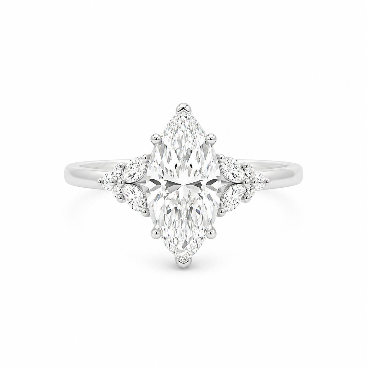 2.05ct Marquise Cut Engagement Ring on 14k White Gold