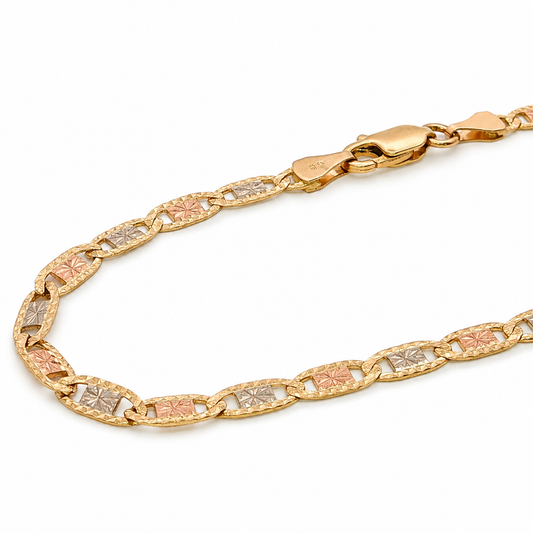 14k Gold Tri-Color Diamond-Cut Valentino Necklace 3.3mm | 20" Length