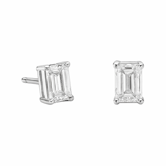 14k White Gold Emerald Cut Lab-Grown Diamond Stud Earrings – 1.59 tcw
