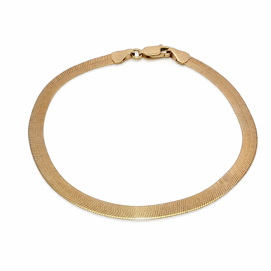 14k Gold 4mm Herringbone Bracelet  | 7"