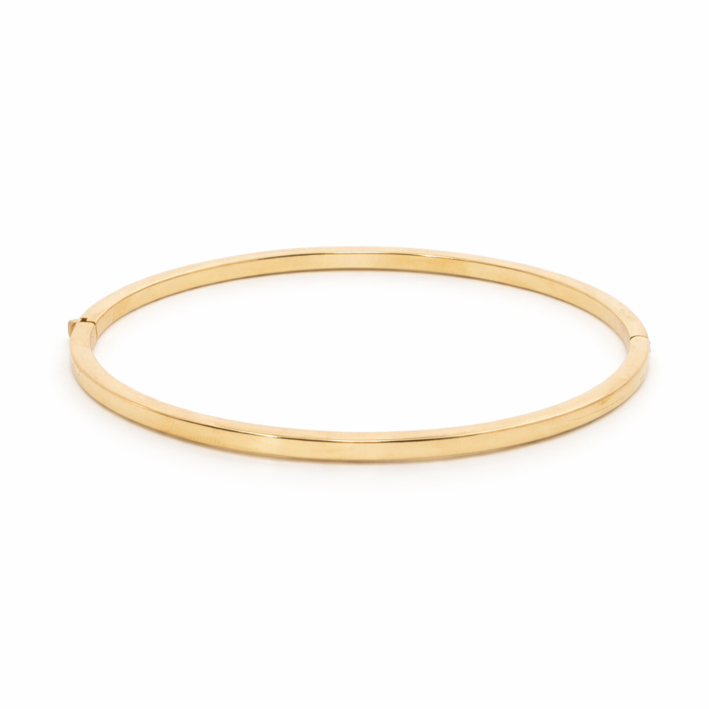 14k Gold Hinged Bangle Bracelet | 2.5mm x 60mm | Fits 7.5" Wrist