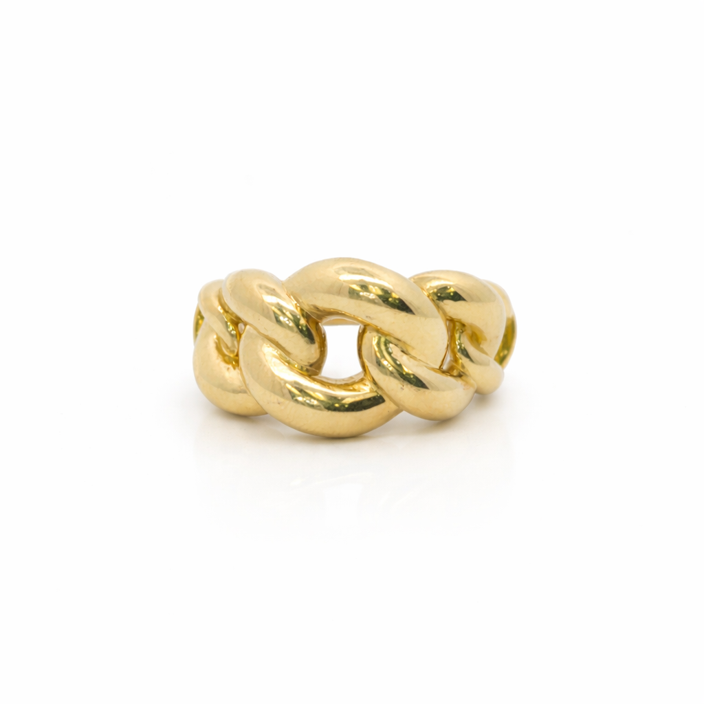 14k Gold Cuban Link Ring | Size 9 | Graduated Statement Band