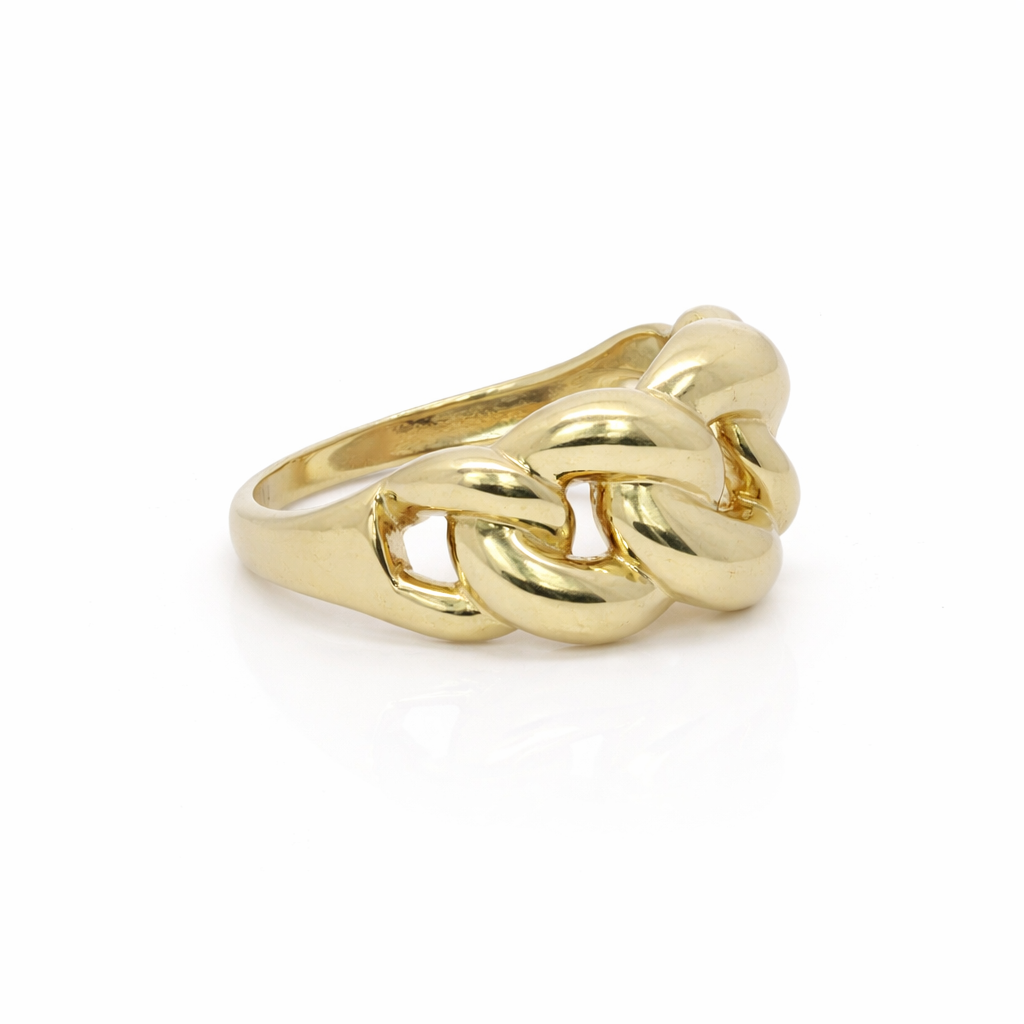 14k Gold Cuban Link Ring | Size 9 | Graduated Statement Band