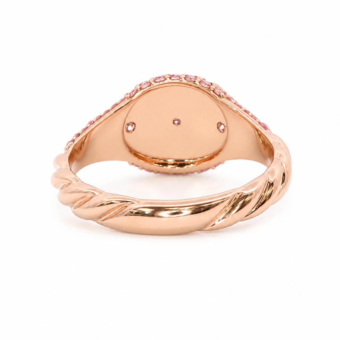 14k Rose Gold Pavé Pink Lab Diamond Signet Ring