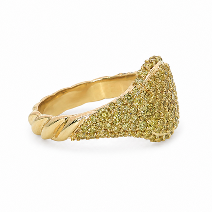14k Gold Pavé Yellow Lab Diamond Signet Ring