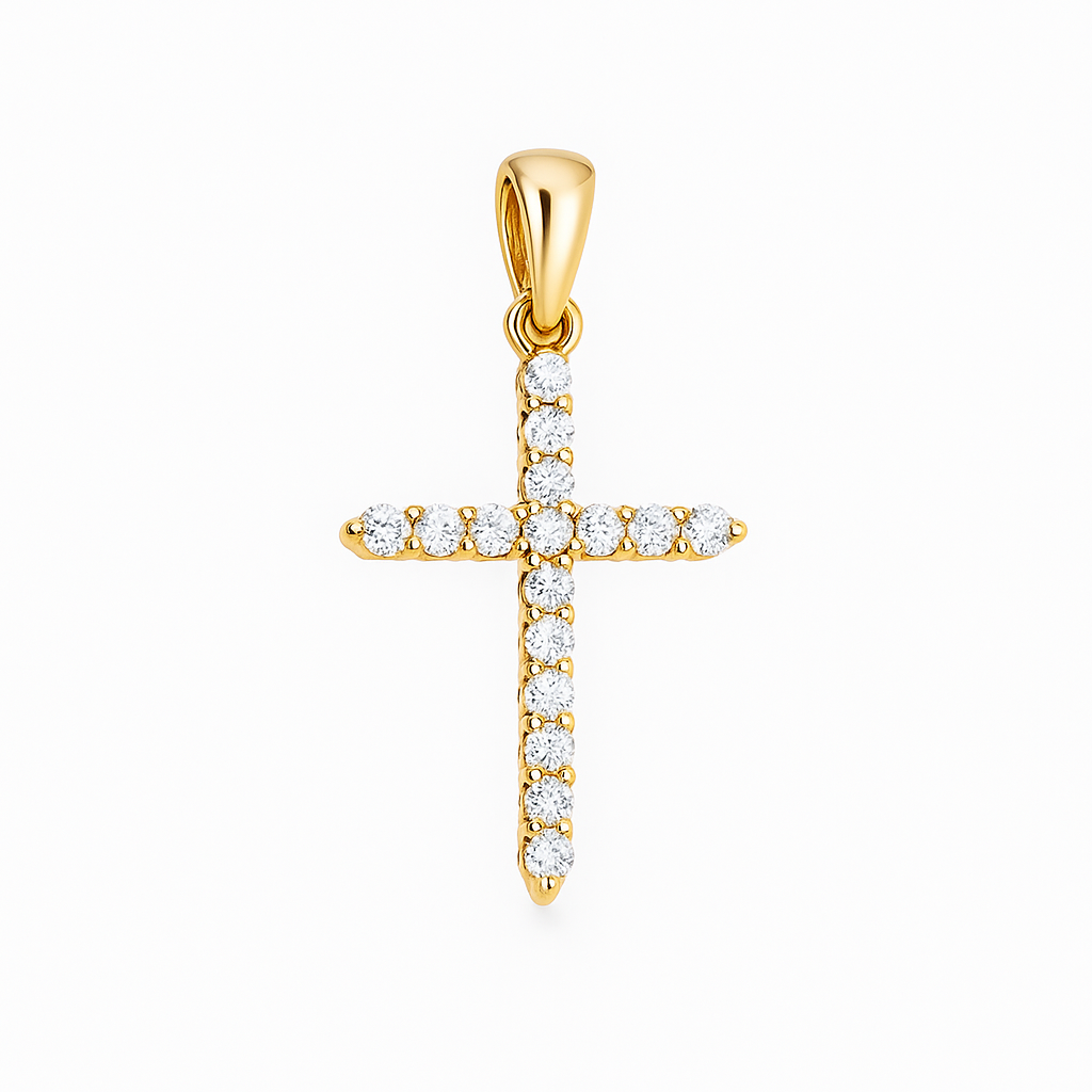 1/10 ct Natural Diamond Baby Cross in 14k Gold