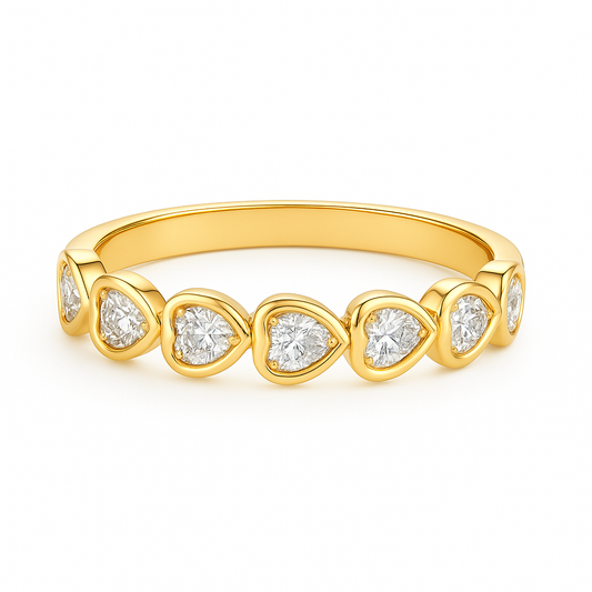 14k Gold Natural Diamond Heart Half Eternity Ring (0.35 tcw)