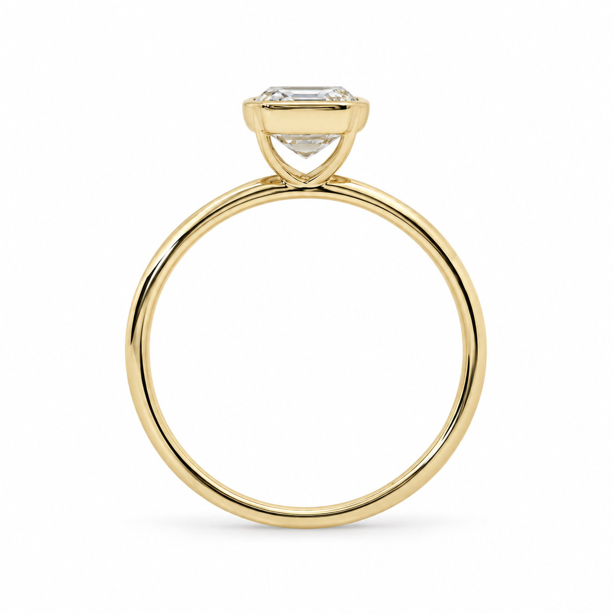 14k Gold Bezel Set 2ct Emerald Lab-Grown Diamond Engagement Ring | H VS