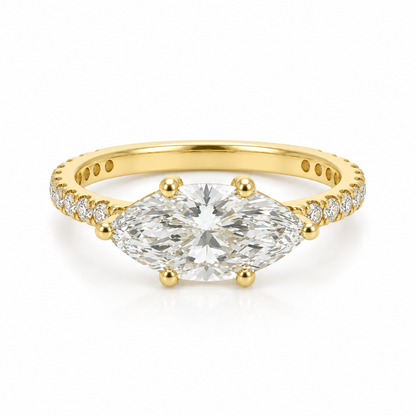 14k Gold East/West 2ct Marquise Lab Diamond Engagement Ring | H VS | 2.42ctw