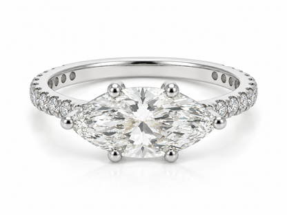 14k Gold East/West 2ct Marquise Lab Diamond Engagement Ring | H VS | 2.42ctw