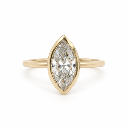 14k Gold Bezel Set 2ct Marquise Lab-Grown Diamond Engagement Ring | H VS