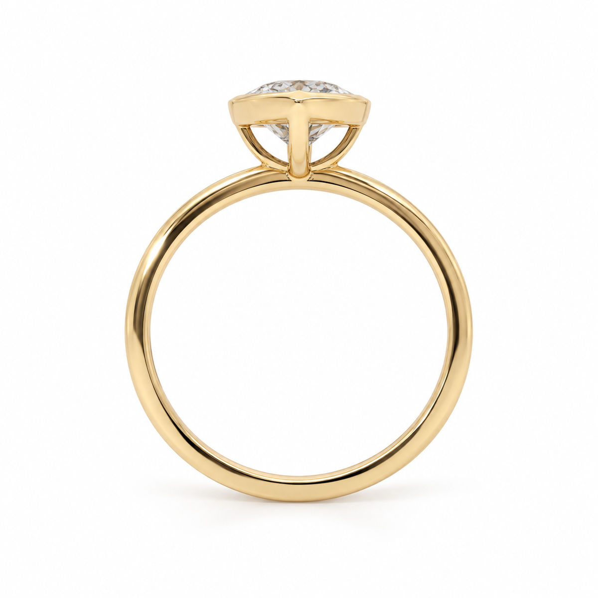 14k Gold Bezel Set 2ct Marquise Lab-Grown Diamond Engagement Ring | H VS