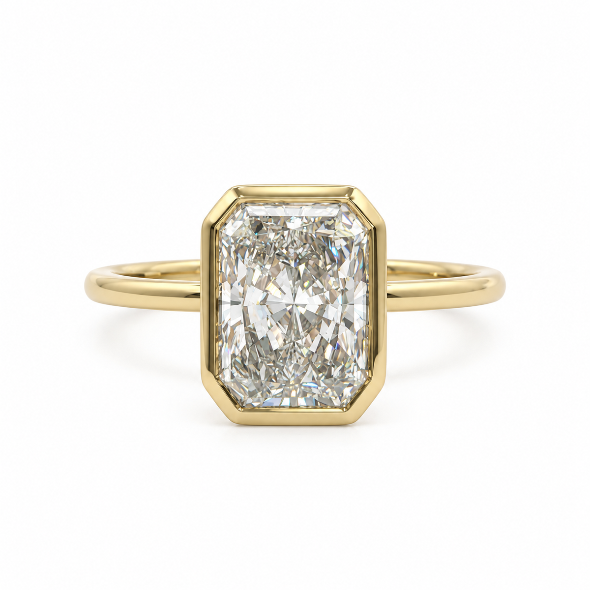 14k Gold Bezel Set 2ct Radiant Lab-Grown Diamond Engagement Ring | H VS
