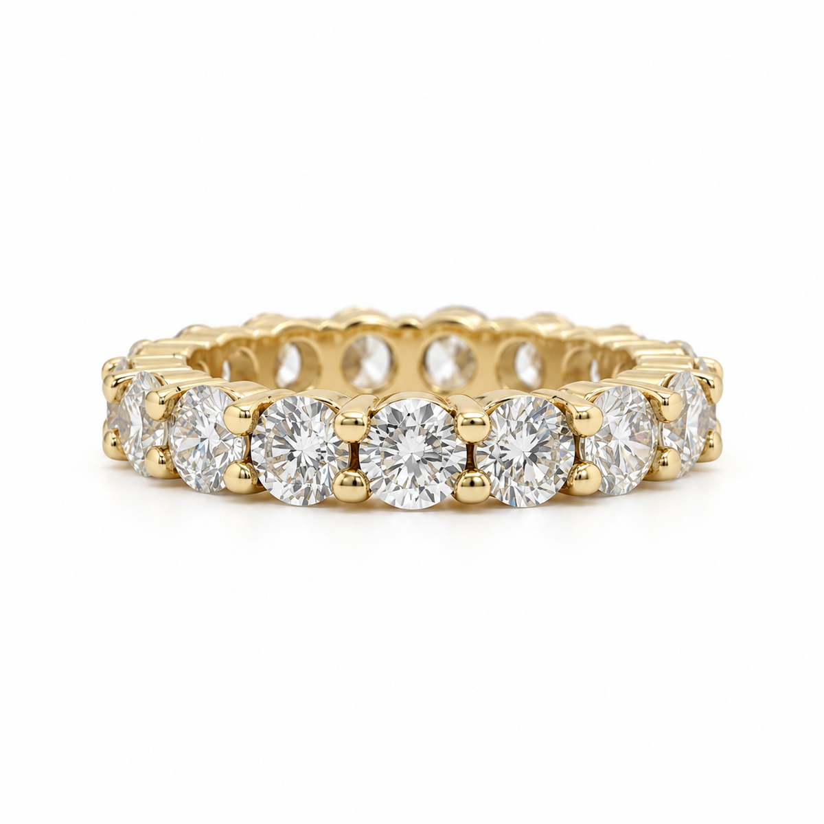 18k Yellow Gold 2.70ctw Round Lab Diamond Eternity Band| 3.5mm | Size 4.75