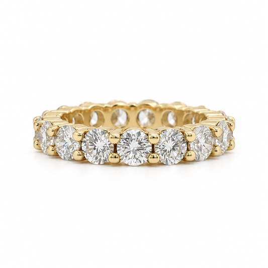 18k Yellow Gold 2.70ctw Round Lab Diamond Eternity Band| 3.5mm | Size 4.75