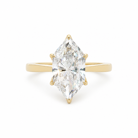 10k Gold 2.53ct Dutch Marquise Solitaire Engagement Ring | F VS1 | Cathedral Hidden Halo | Size 5