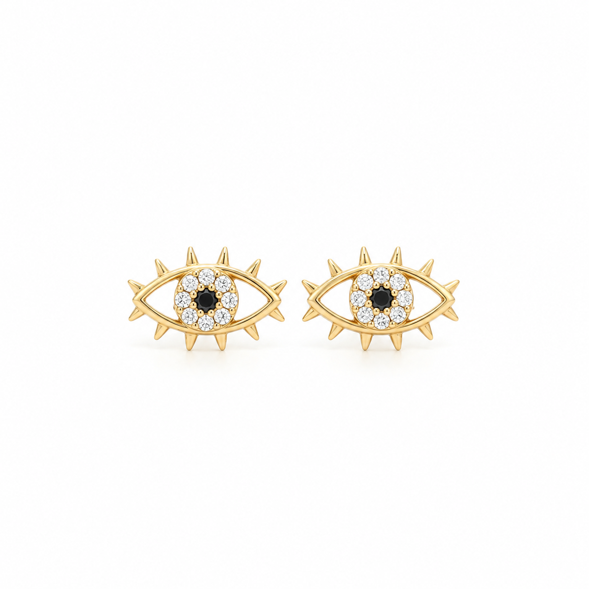14k Gold Baby Screwback Cubic Zirconia Evil Eye