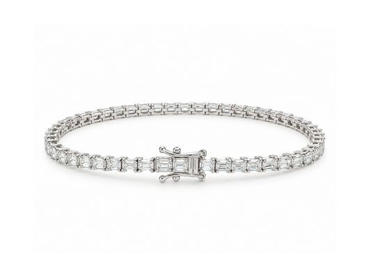 14k White Gold Emerald Cut Lab Diamond Tennis Bracelet — 7" | 4.54tcw