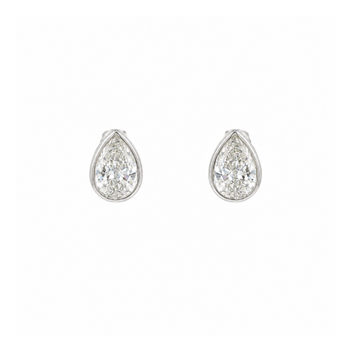 14k White Gold Bezel Set Pear Lab Diamond Stud Earrings (2.05tcw)
