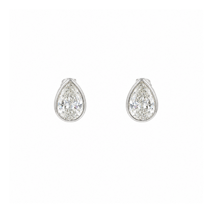 14k White Gold Bezel Set Pear Lab Diamond Stud Earrings (2.05tcw)