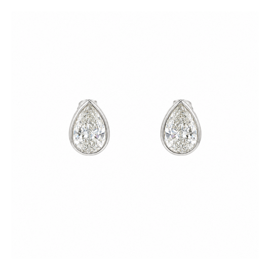 14k White Gold Bezel Set Pear Lab Diamond Stud Earrings (2.05tcw)