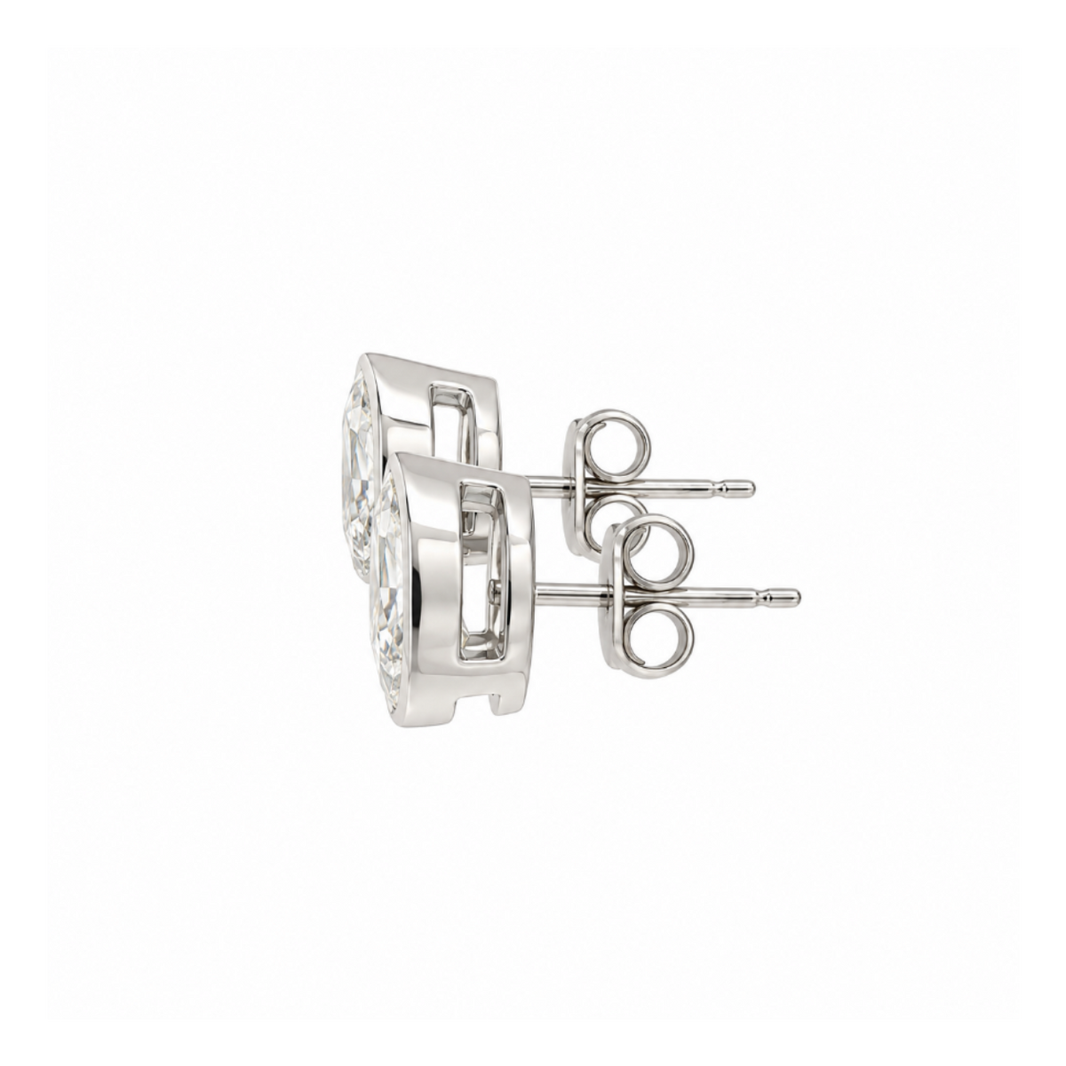 14k White Gold Bezel Set Pear Lab Diamond Stud Earrings (2.05tcw)